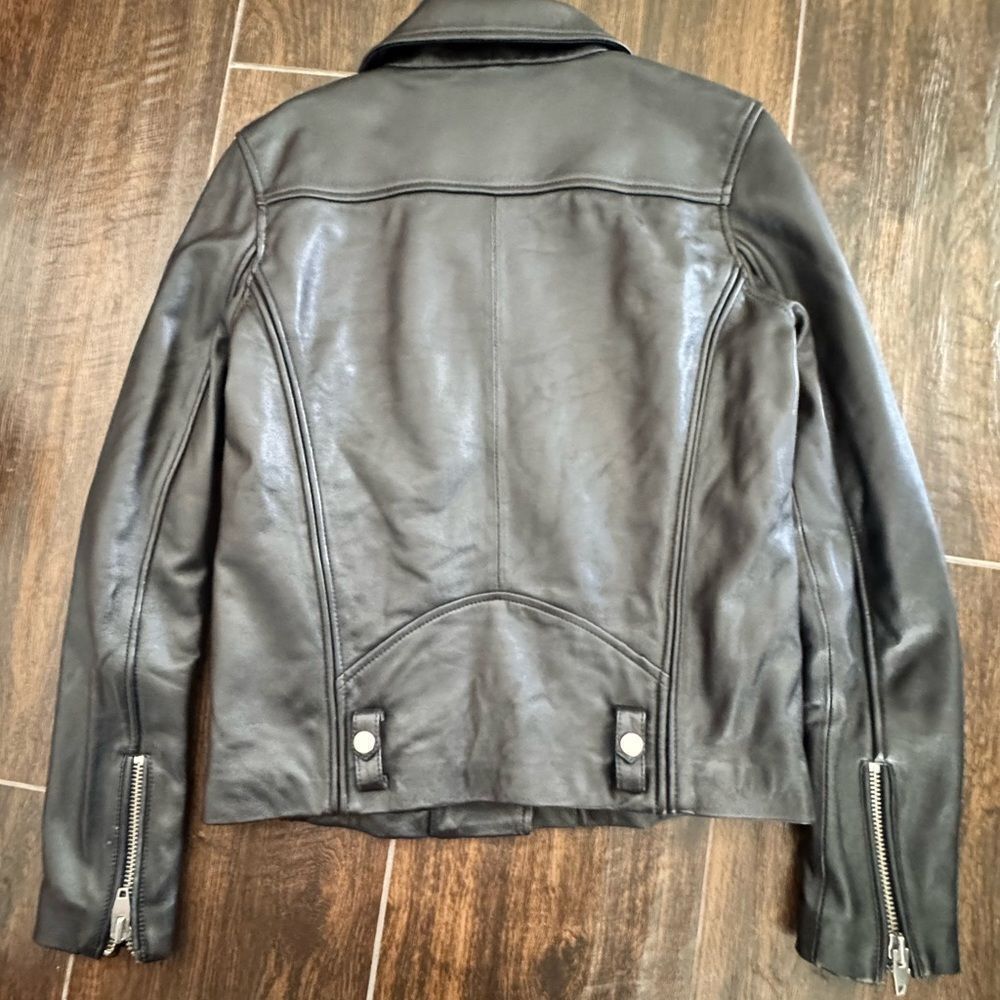 Carmar Black Leather Moto Biker Jacket Silver Hardware Size 36 - Picture 4 of 8